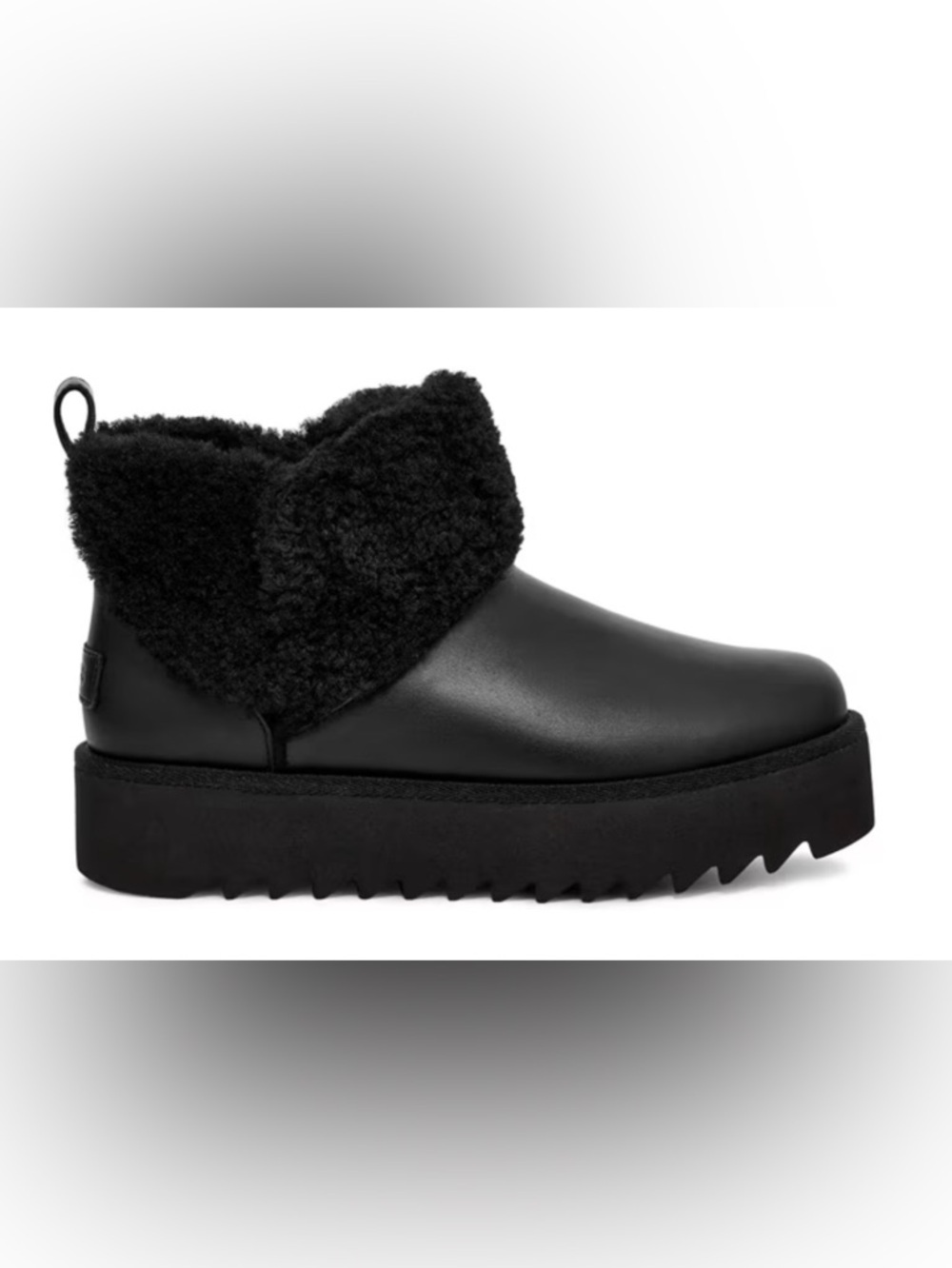UGG Black Platform Faux-Shearling Clog Mule